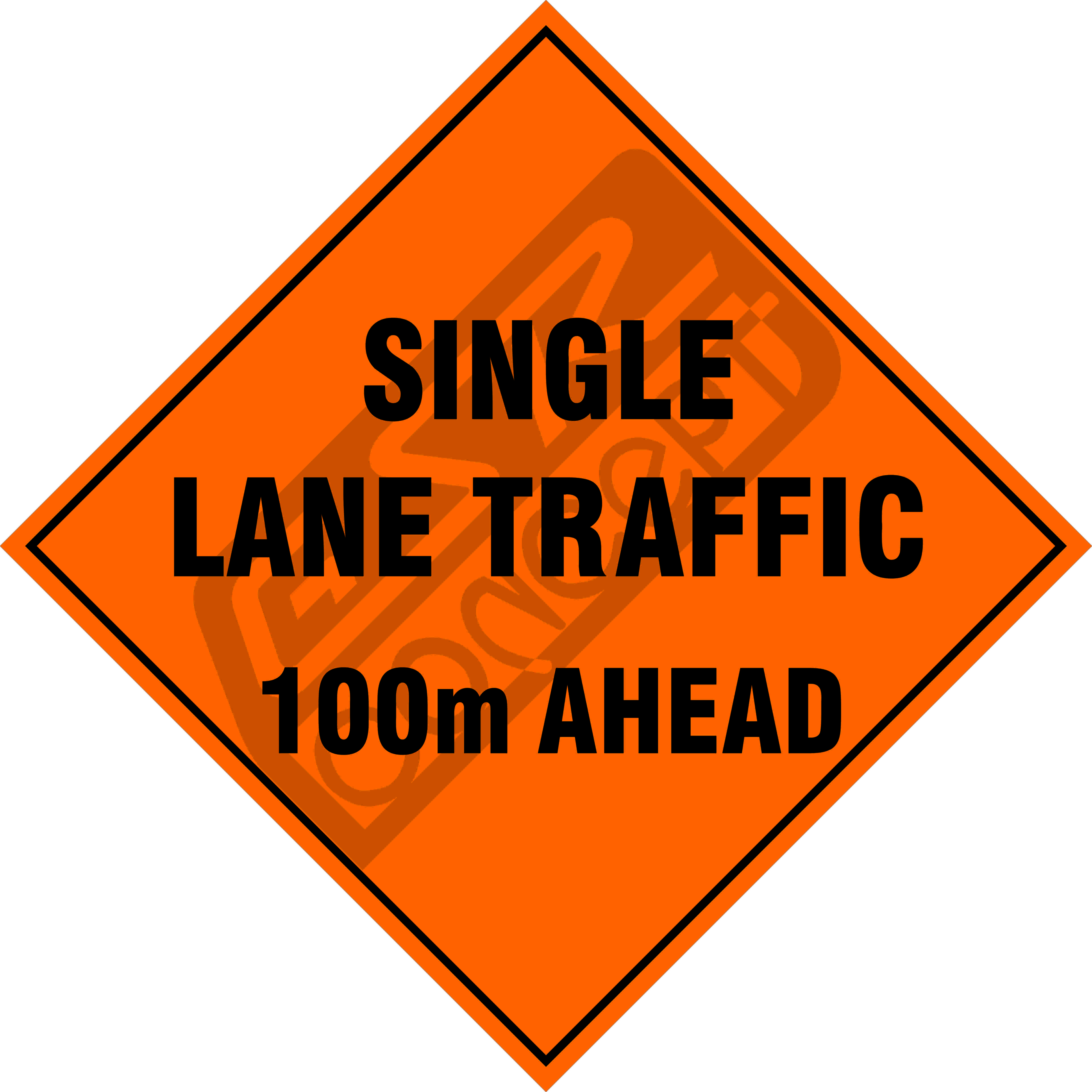 Single Lane Traffic 100m GSR Safety Signs Single Lane Traffic 100m GSR Safety Signs